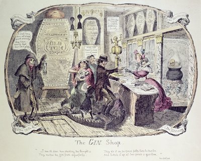 Il negozio di gin, 1829 da George Cruikshank